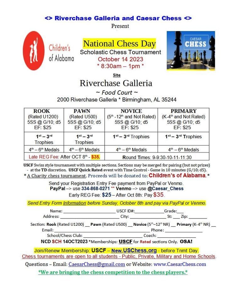 National Chess Day Scholastic Riverchase Galleria Hoover 14 October national-chess-day-scholastic-riverchase-galleria-hoover-14-october