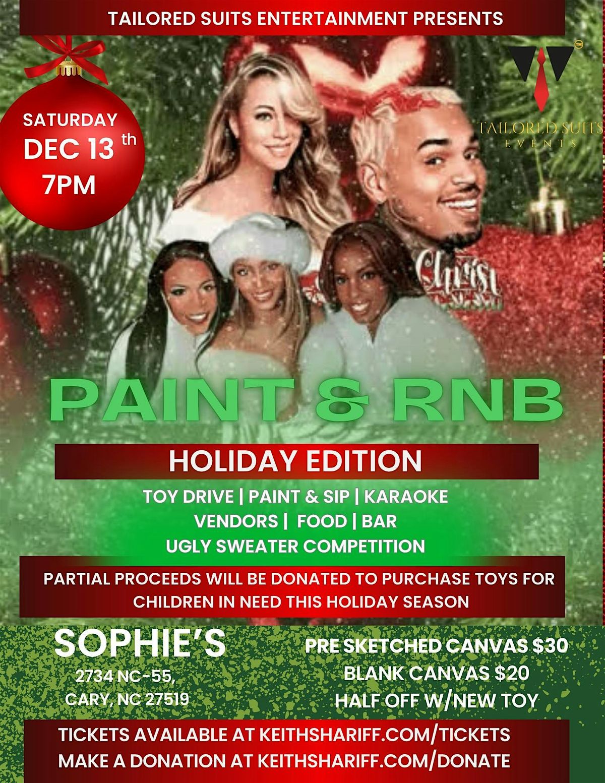 Paint & RNB: Holiday Edition -Paint & Sip, 13 December | Event in Cary | AllEvents