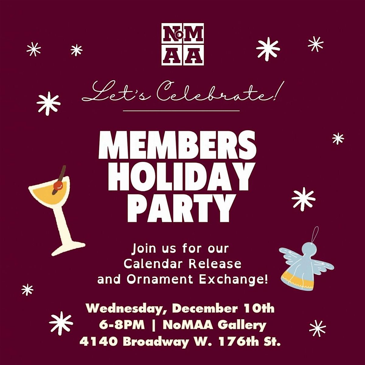 NoMAA MEMBER’S HOLIDAY PARTY!, 10 December | Event in New York | AllEvents