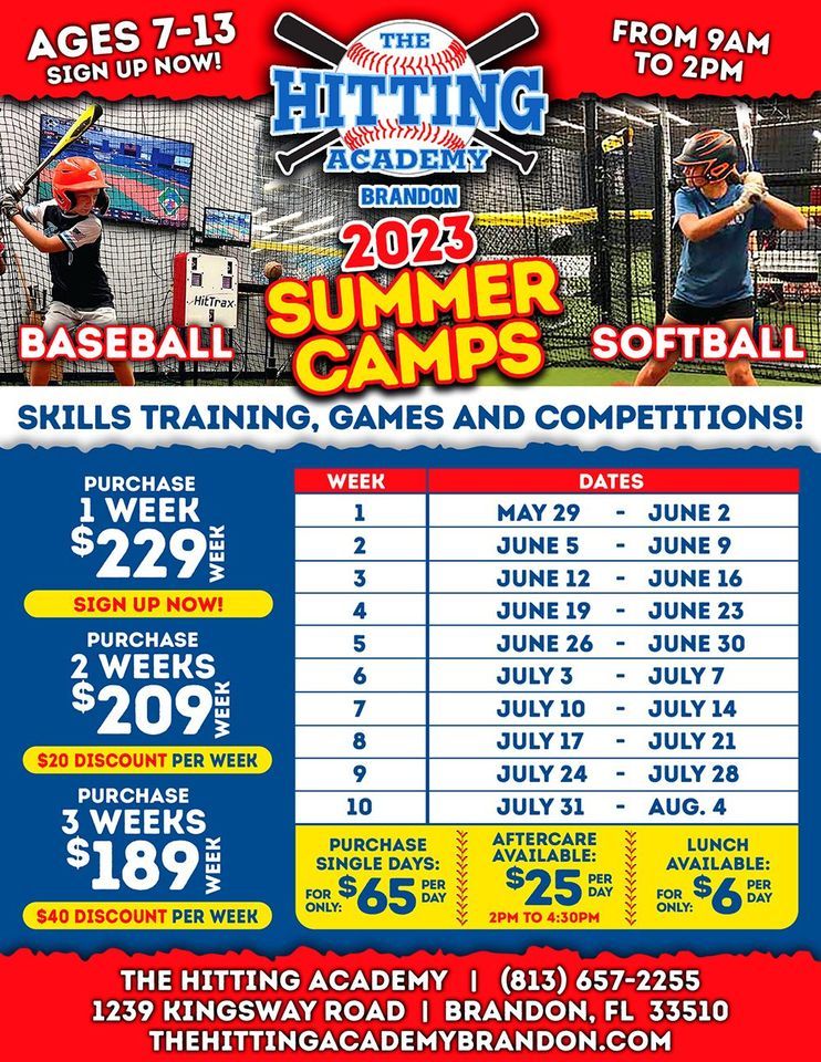 Baseball & Softball Summer Camp Week 1, The Hitting Academy Brandon