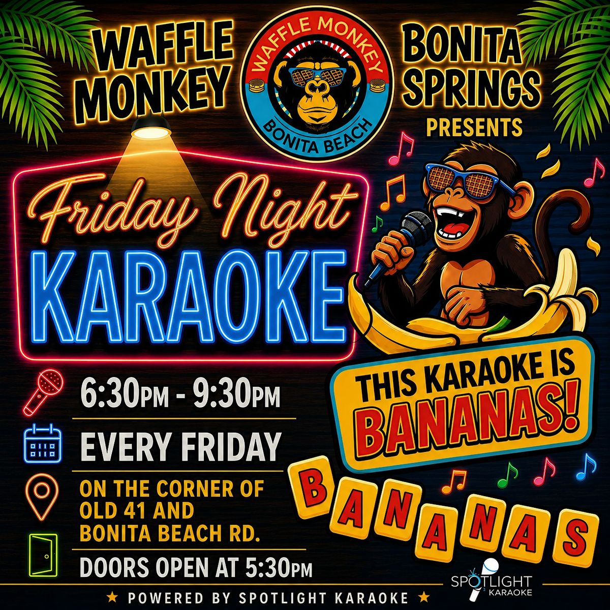 Friday Night Karaoke Bonita Springs, Waffle Monkey Bonita Beach, Bonita ...
