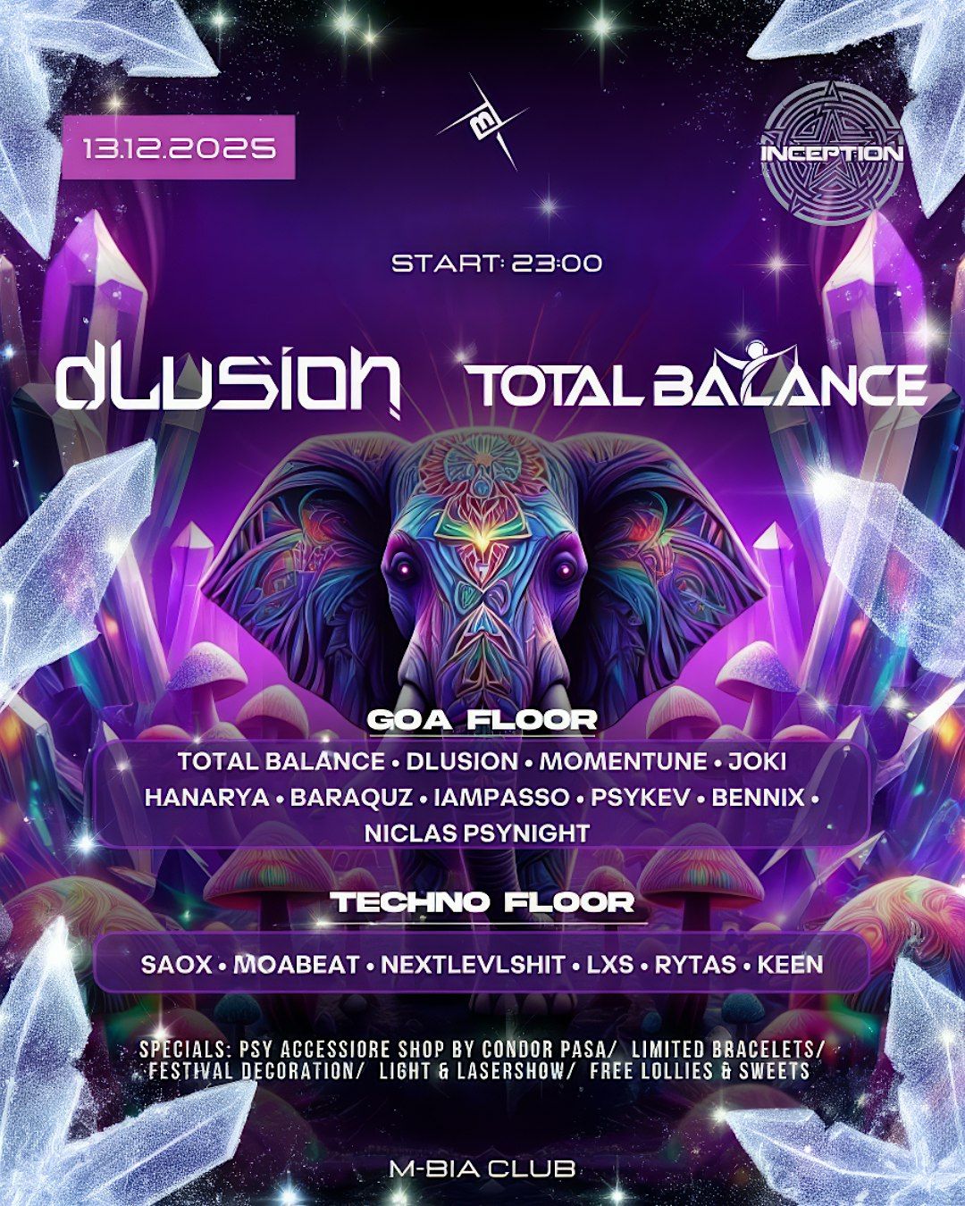 INCEPTION w/ Total Balance & dLusion| 2 FLOORS | GOA & TECHNO, 13 December | Event in Berlin | AllEvents