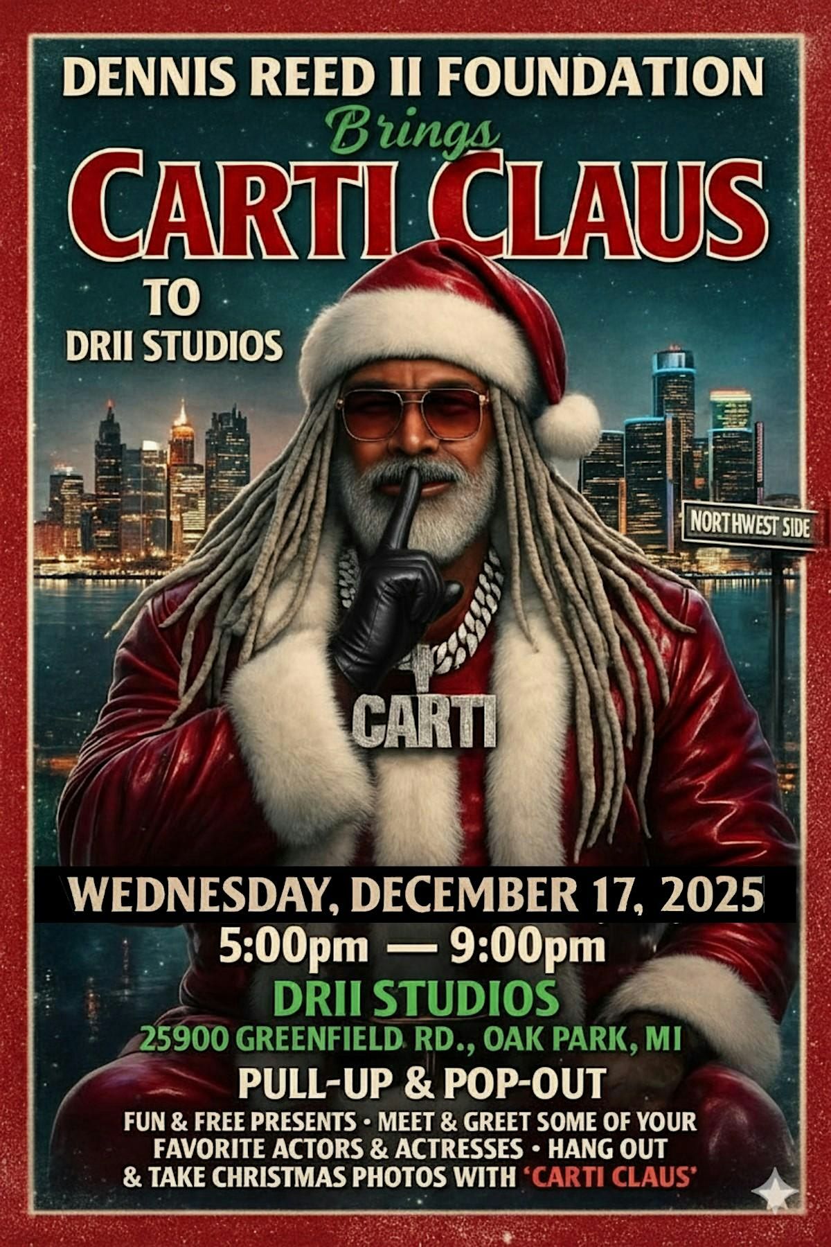 DENNIS REED II BRINGS CARTI CLAUS TO DRII STUDIOS, 17 December | Event in Oak Park | AllEvents