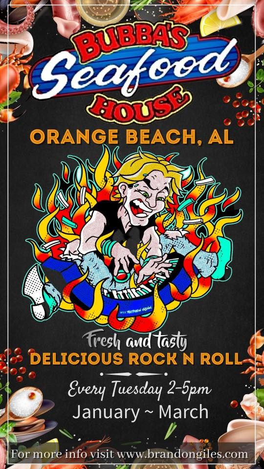 Brandon Giles live at Bubbas Seafood Orange Beach 25pm, Bubba's