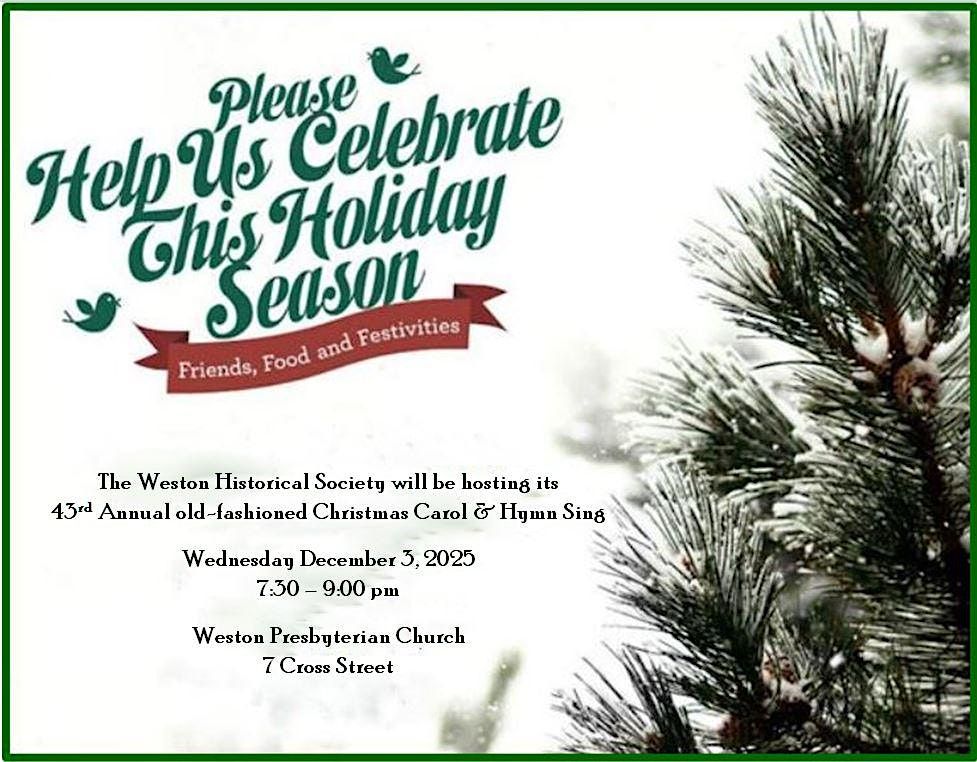 43rd Annual Weston Historical Society Christmas Carol & Hymn Sing, 3 December | Event in Toronto | AllEvents
