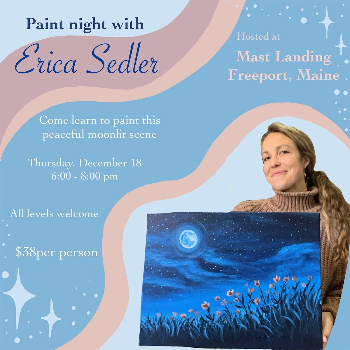 Paint Night at Mast Landing with Erica Sedler, 18 December | Event in Freeport | AllEvents
