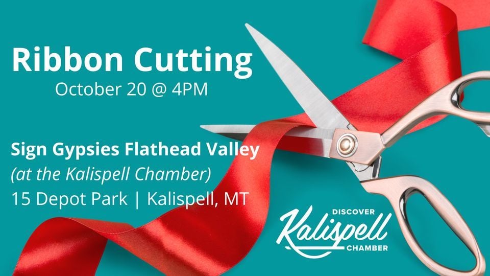 Ribbon Cutting With Sign Gypsies Flathead Valley Kalispell Chamber Of 