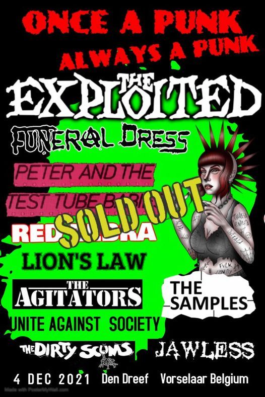 once a punk the Exploited,Peter and ttb,funeral dress,red zebra