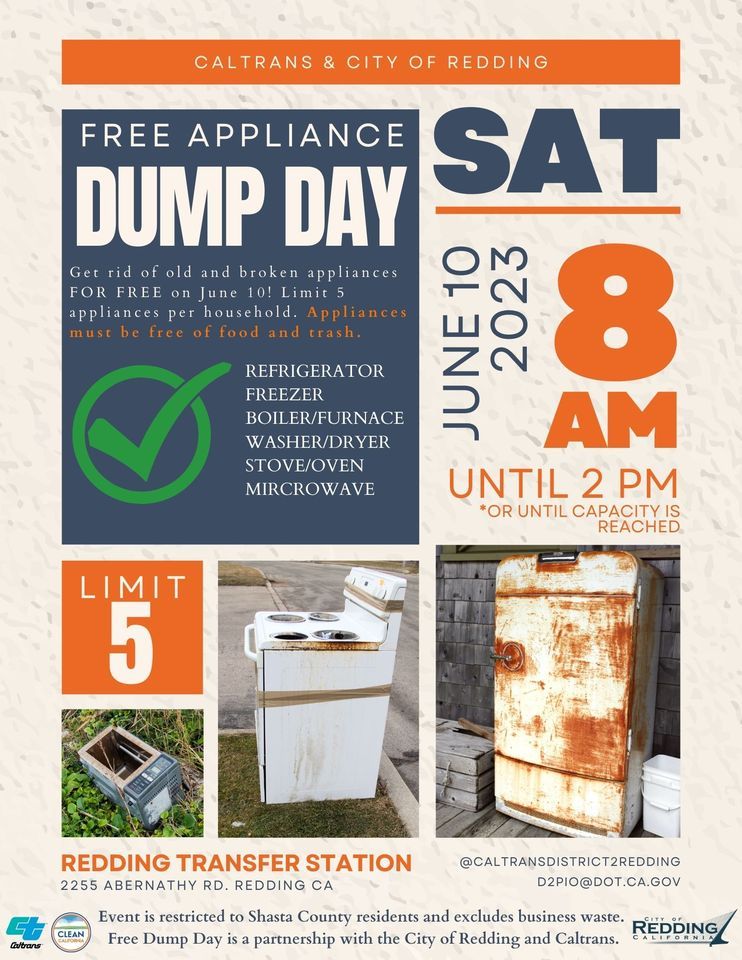 Shasta County Free Appliance Dump Day, City of Redding Solid Waste