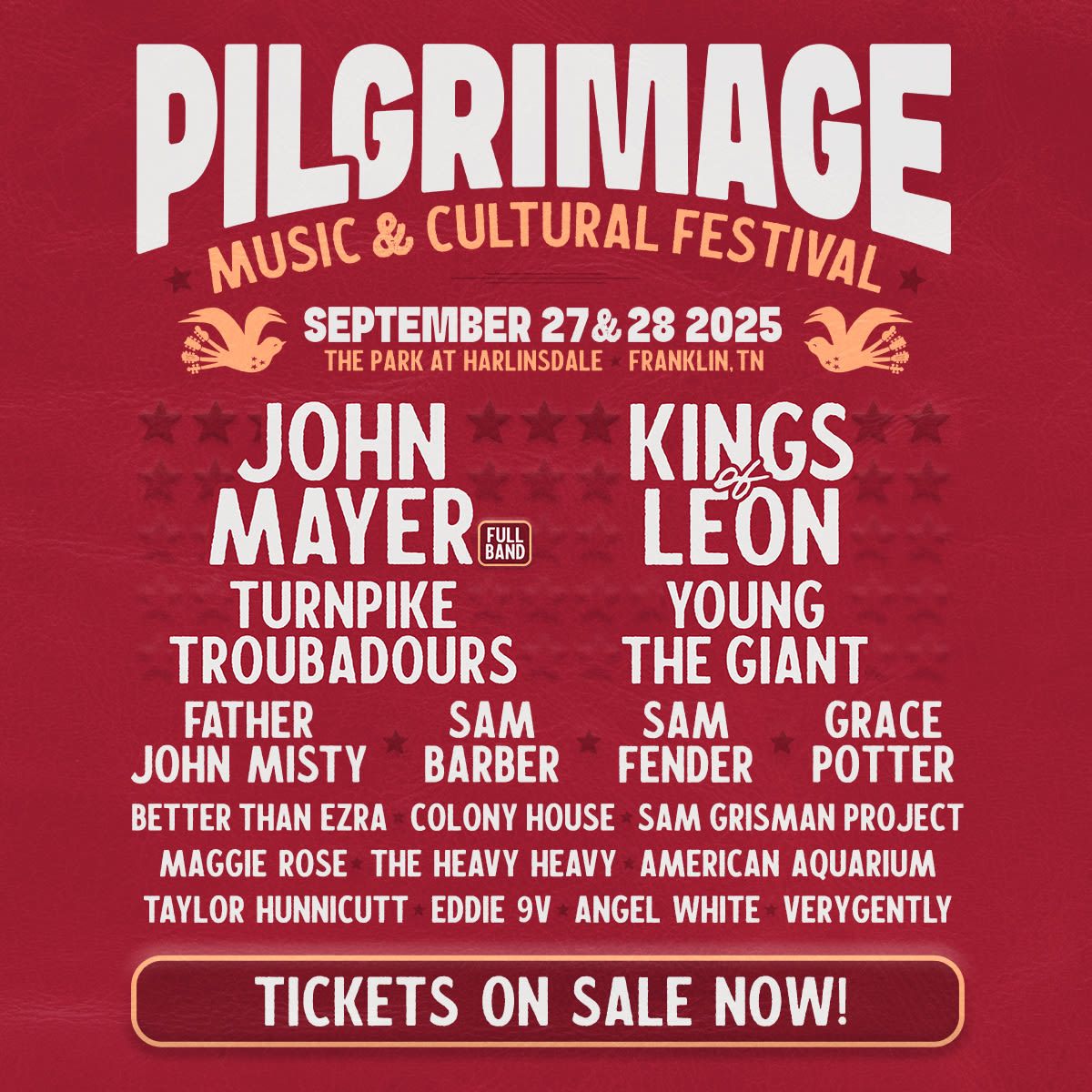 Pilgrimage Music and Cultural Festival: Kings of Leon  Turnpike Troubadours  Father John Misty & Sam Barber - Saturday, 26 September