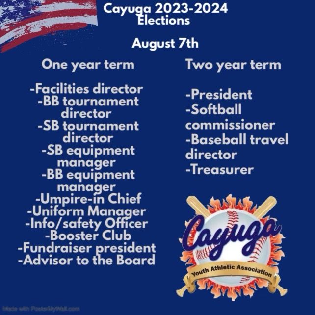 2023 - 2024 Cayuga Board Elections, Cayuga Youth Athletic Association, Niagara Falls, August 7