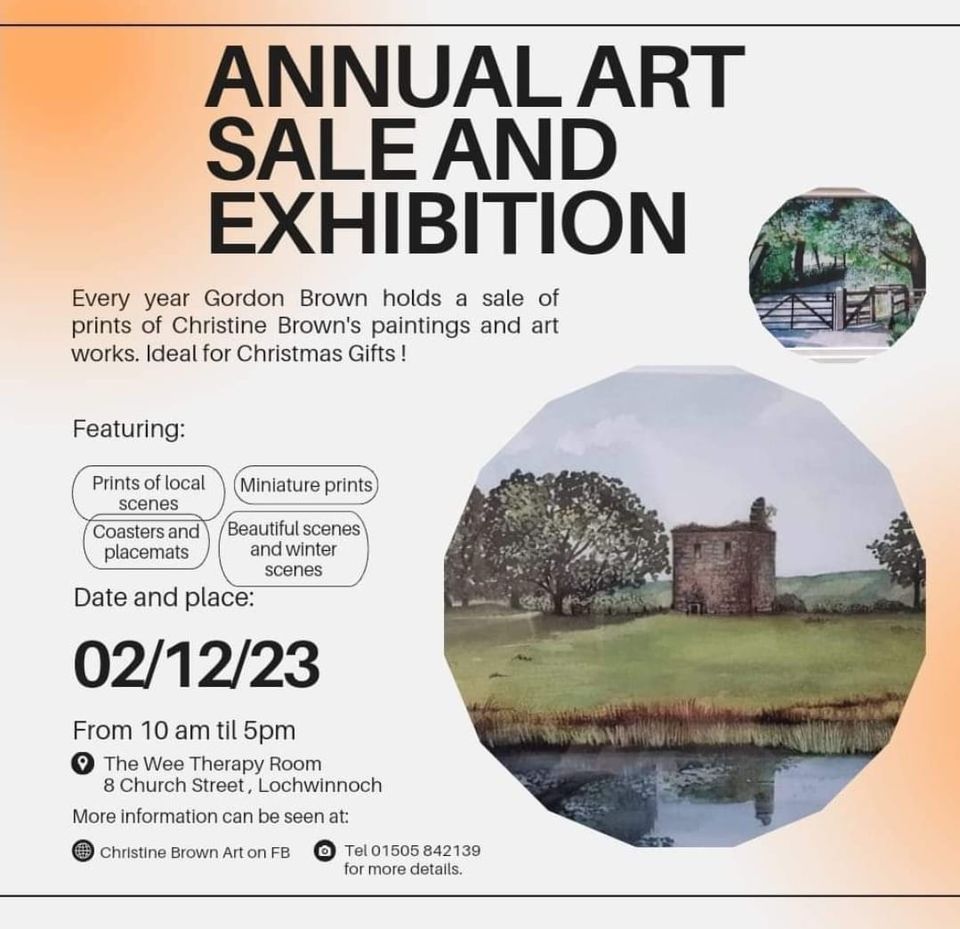 Sale of art works by Christine Brown, The Wee Therapy Room 8 Church