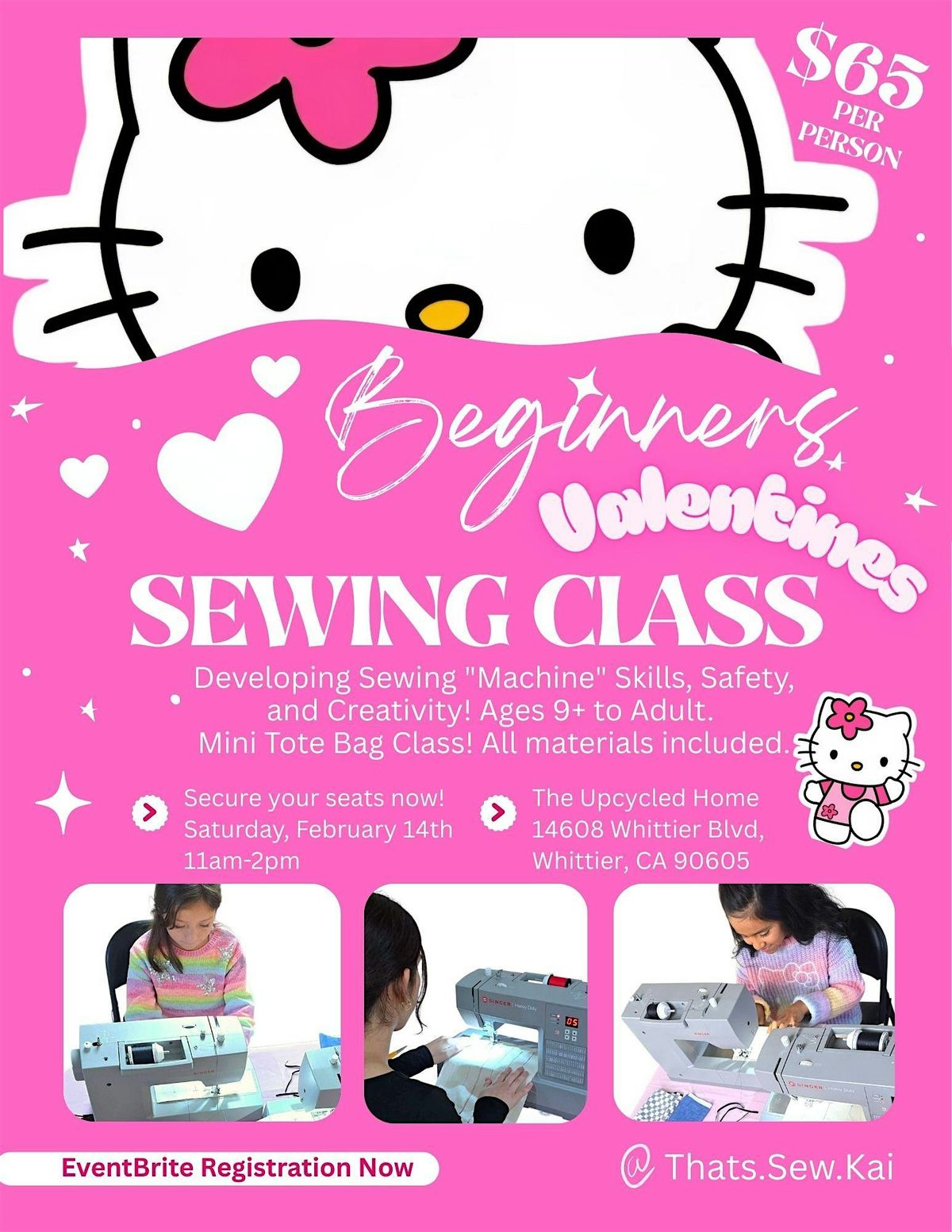 Beginners Sewing Machine Class, 14 February | Event in Whittier | AllEvents