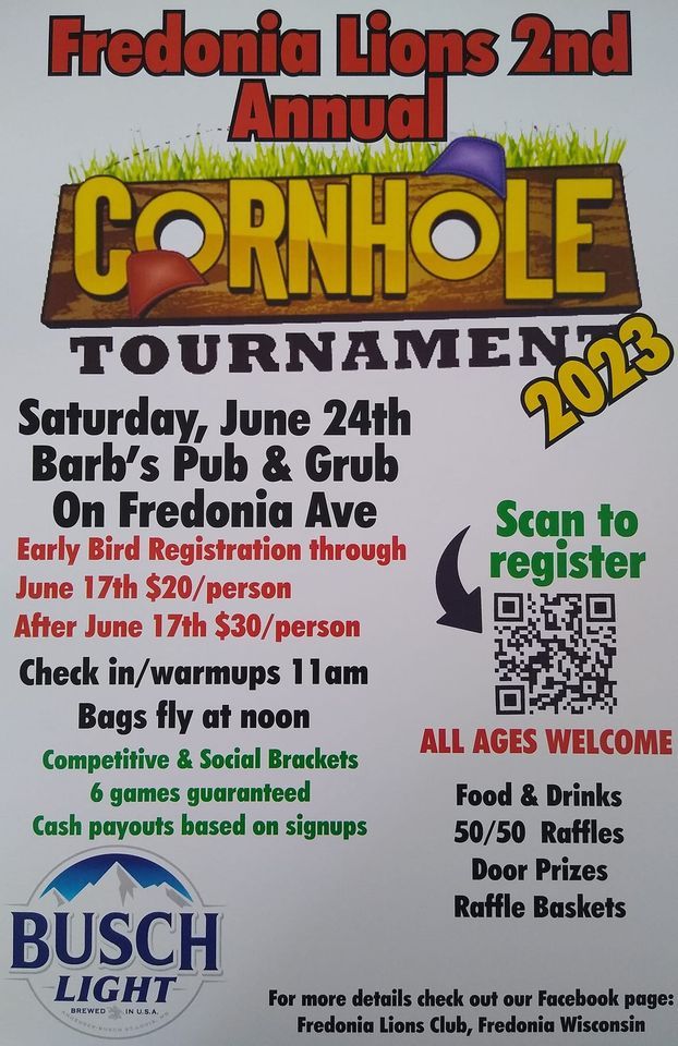Fredonia Lions 2nd Annual Cornhole Tournament, Barb's Pub & Grub