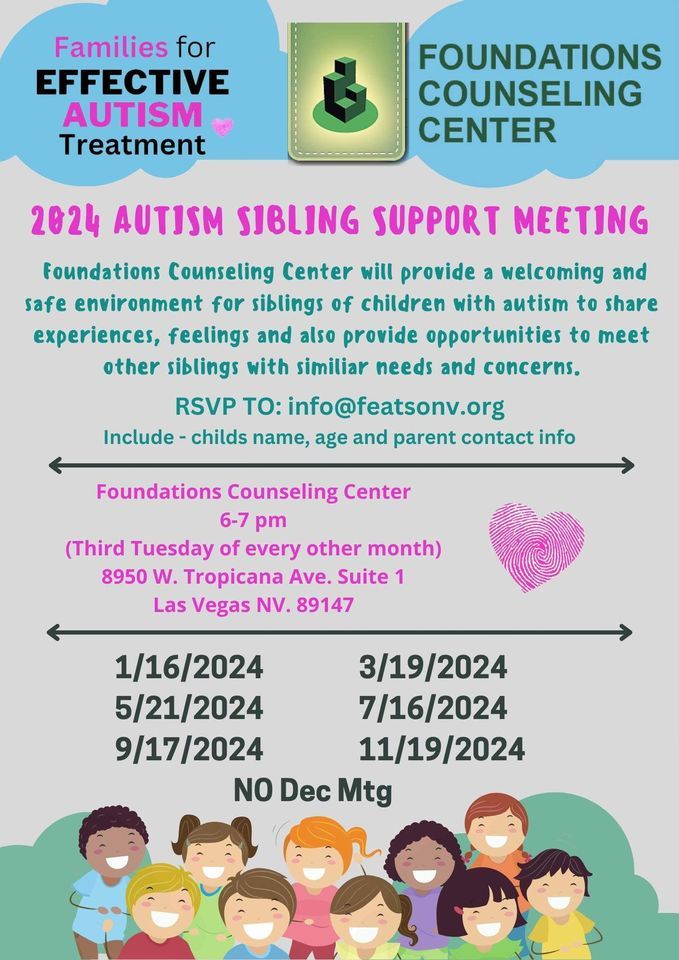 FEAT Autism Sibling Support Meeting, Foundations Counseling Center