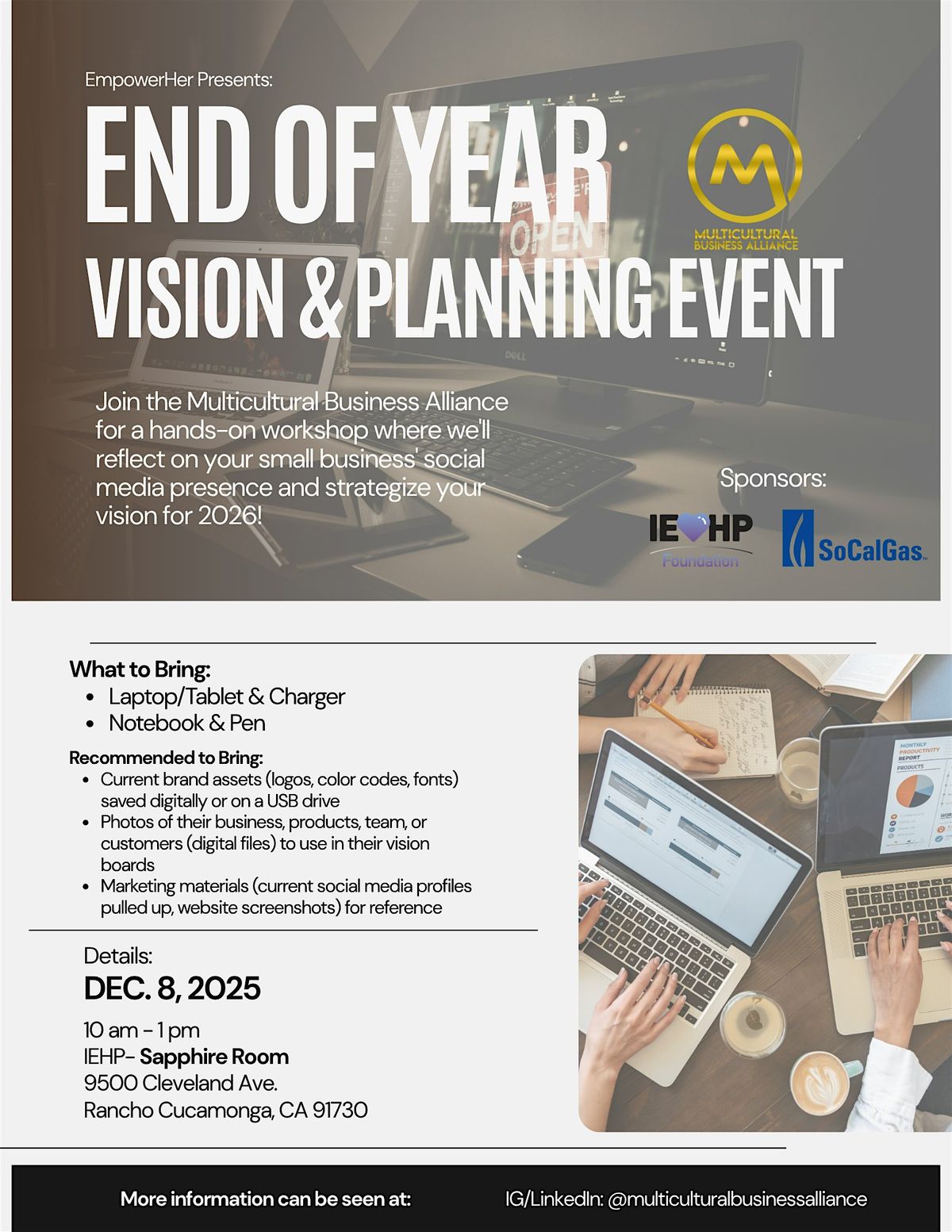 End of Year Vision & Planning event, 8 December | Event in Rancho Cucamonga | AllEvents
