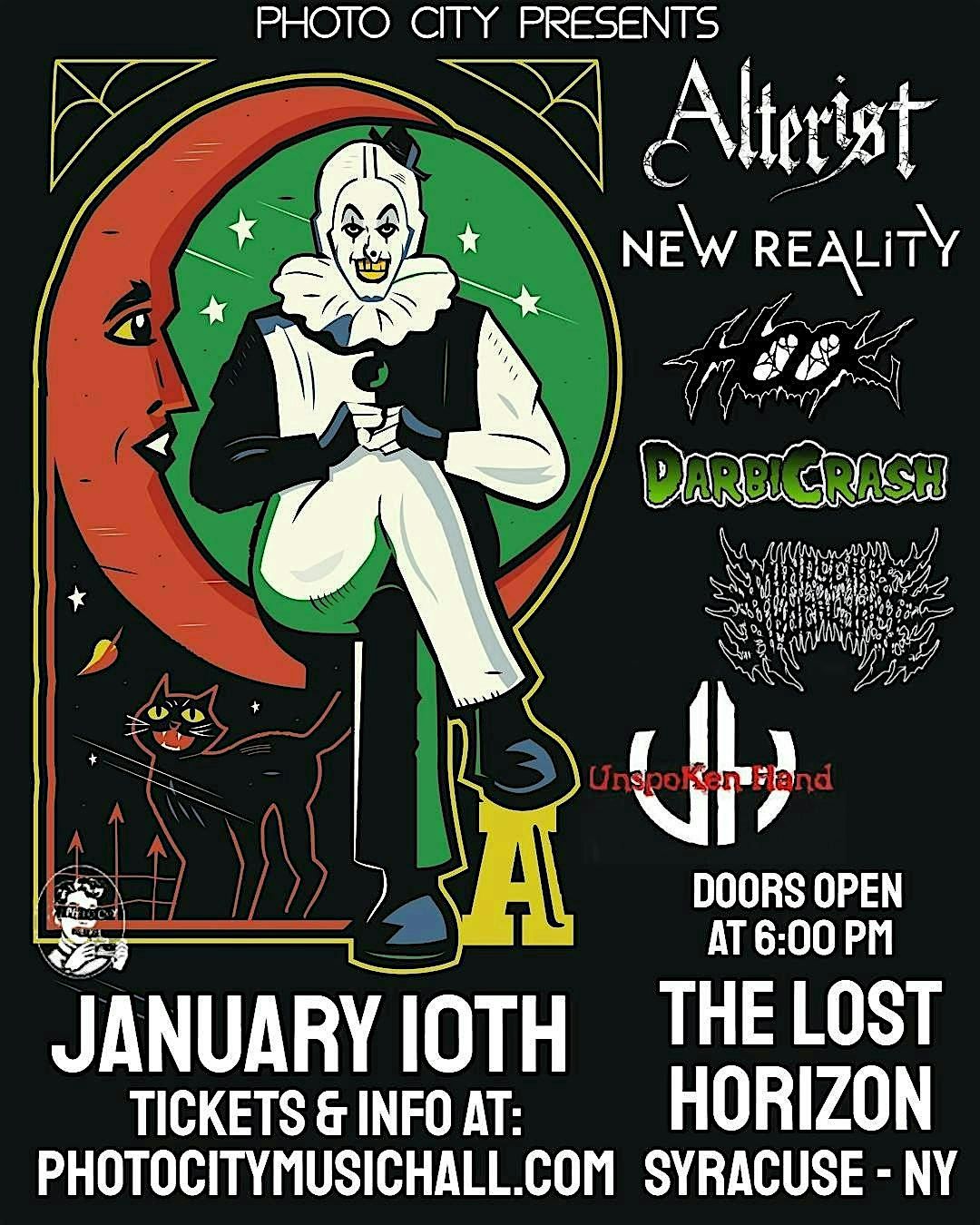 Alterist, New Reality, DarbiCrash, HOOK, Mindscape Apocalypse, & more!, 10 January | Event in Syracuse