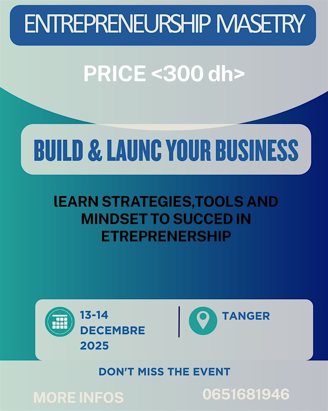 ENTREPRENEURSHIP MASETRY, 13 December | Event in Tanger | AllEvents