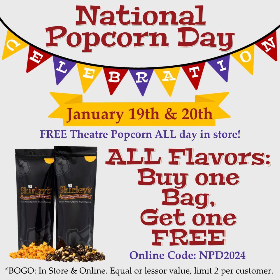 National Popcorn Day, Shirley's Gourmet Popcorn Harrisonburg, January