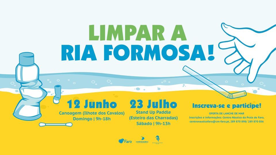 Limpar A Ria Formosa em Caiaque SUP Centro Nautico Praia De Faro 