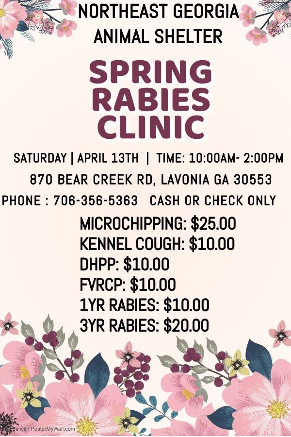 Northeast Animal Shelter Spring Rabies Clinic , 870 Bear Creek