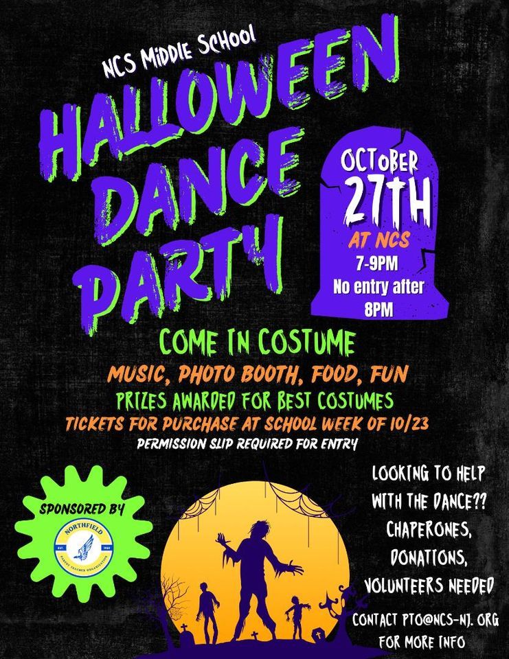 Northfield Middle School Halloween Dance, 2000 New Rd, Northfield, NJ