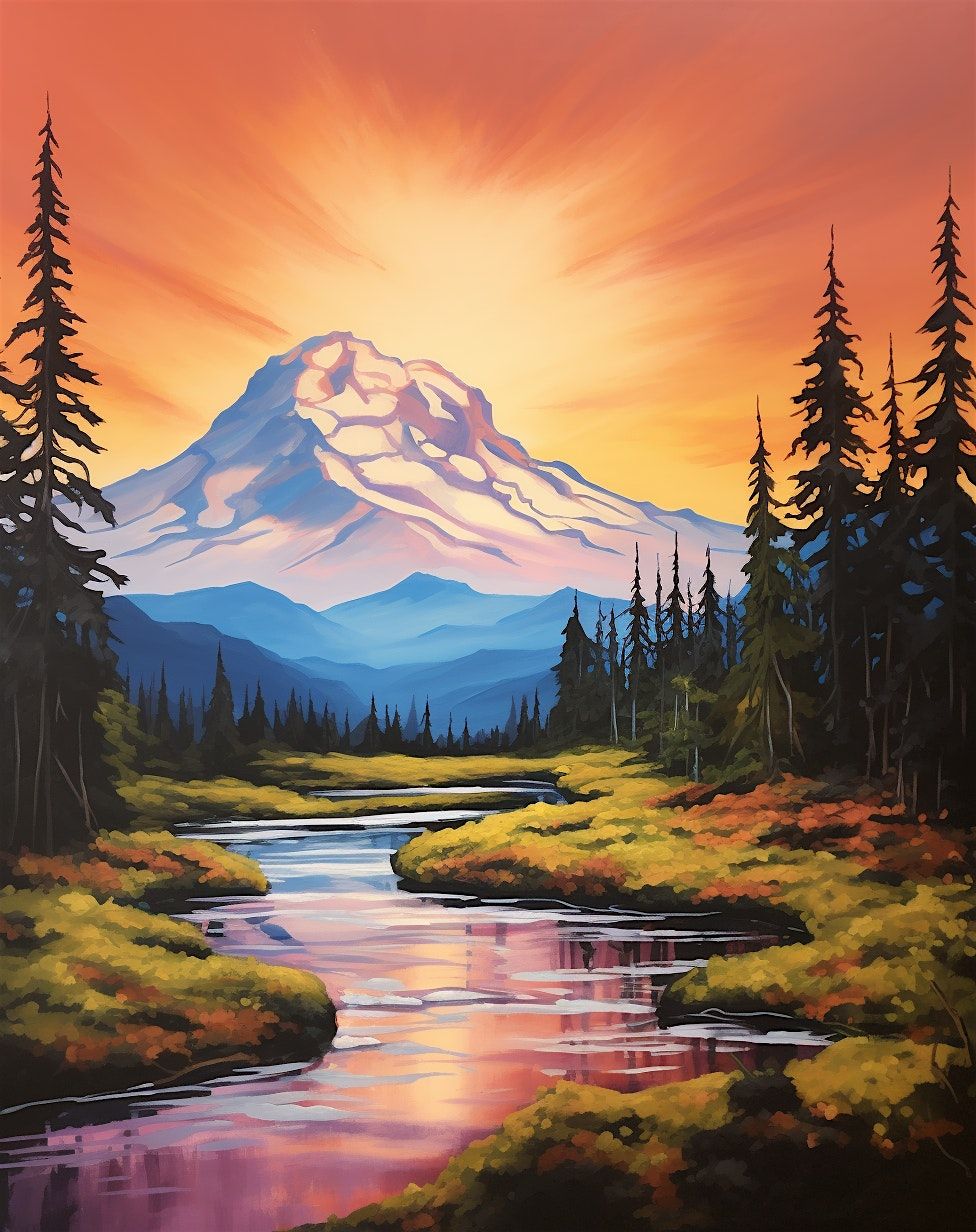 Mountain Sunrise - Paint Along (& NA Sip), 13 December | Event in Tacoma | AllEvents