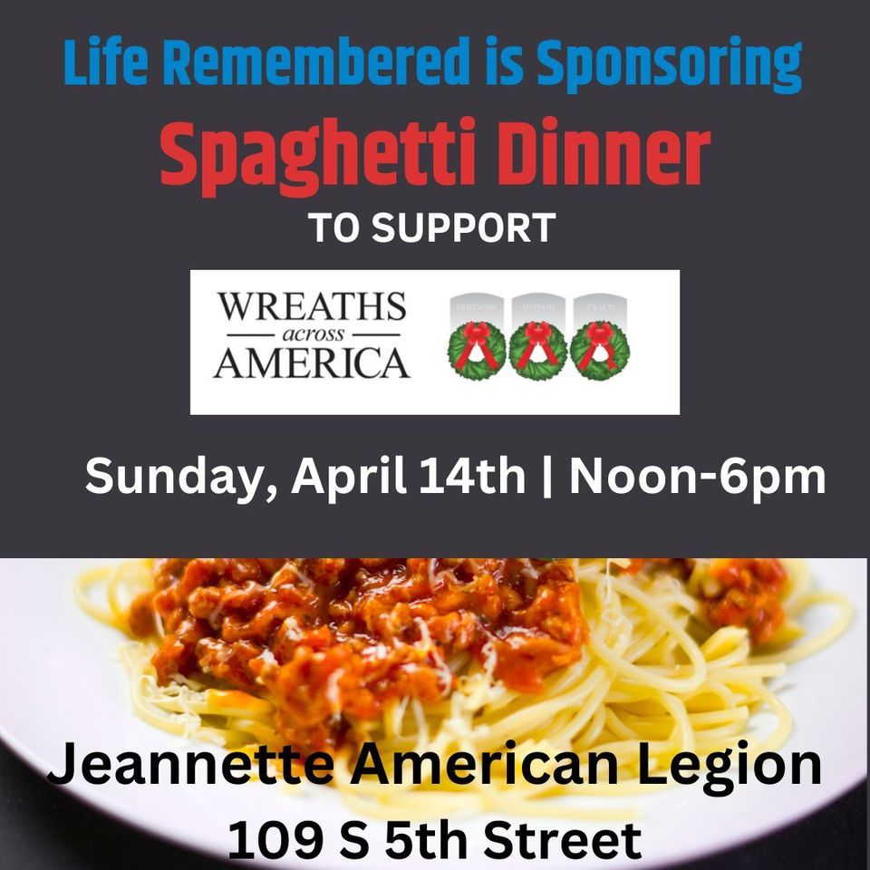 Wreaths Across America Spaghetti Dinner, American Legion, 14