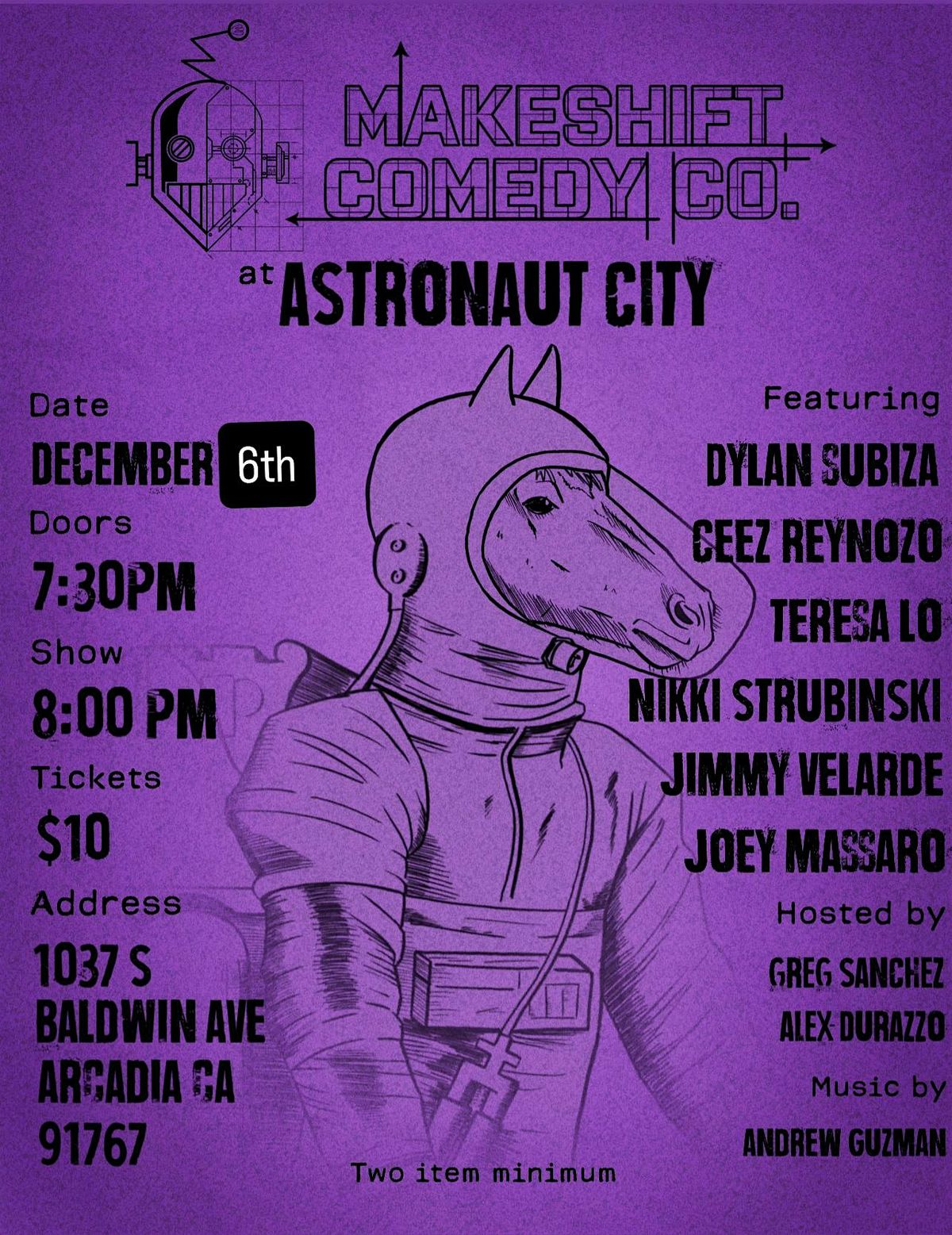 Makeshift Comedy @ Astronaut City III, 6 December | Event in Arcadia | AllEvents