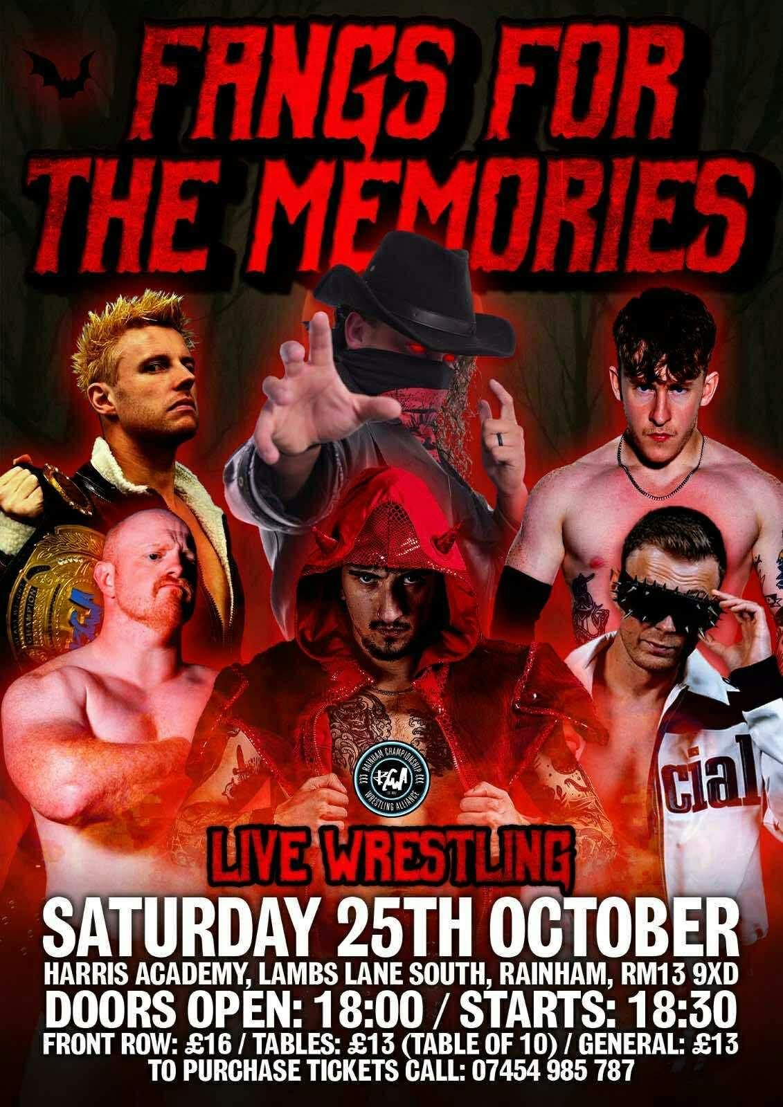 RCWA presents - Fangs for the Memories - LIVE WRESTLING, 25 October | Event in Dagenham | AllEvents
