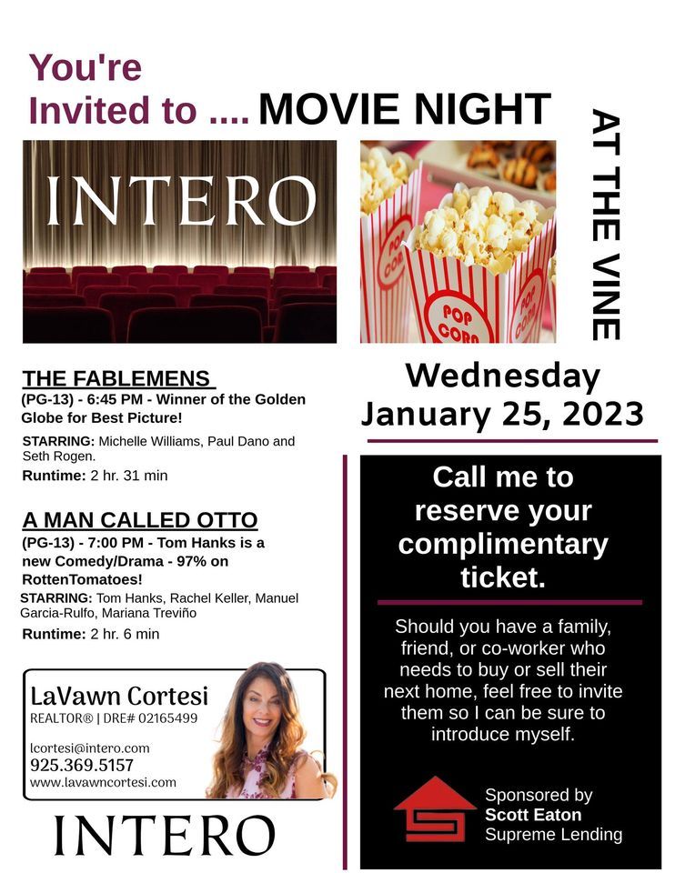 Movie Night at Vine Cinema!, Vine Cinema, Livermore, January 25 2023