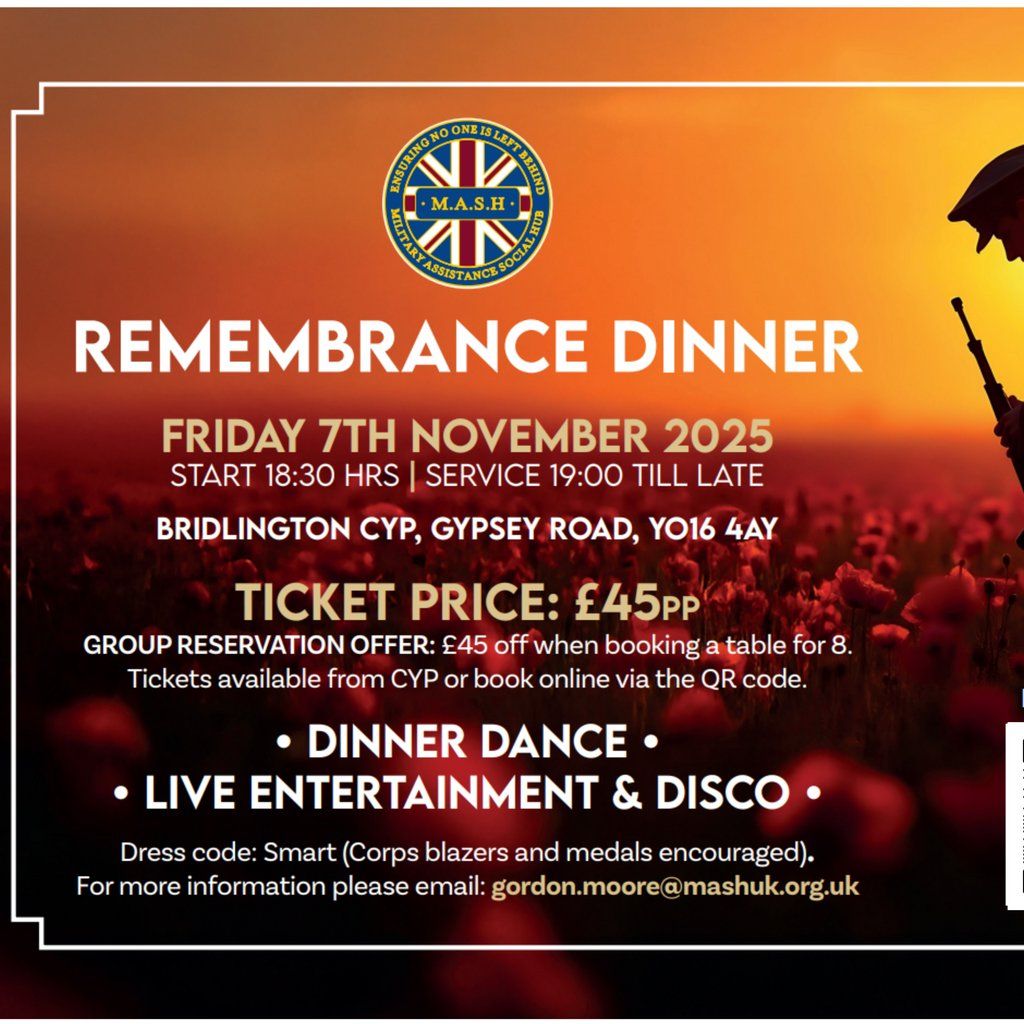 Mash Remembrance Dinner, 7 November | Event in Scarborough | AllEvents