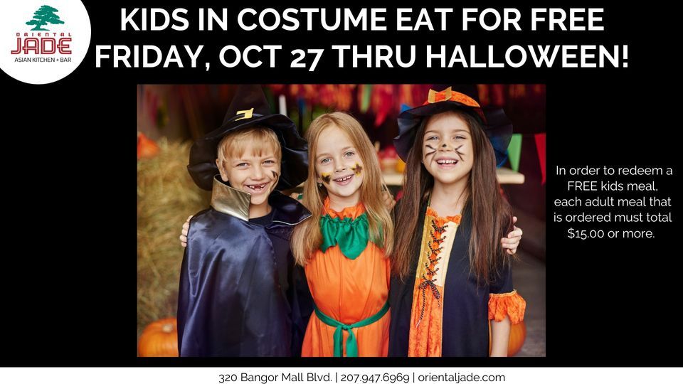 Kids in Costume Eat Free Fri Oct. 27 Halloween!, Oriental Jade