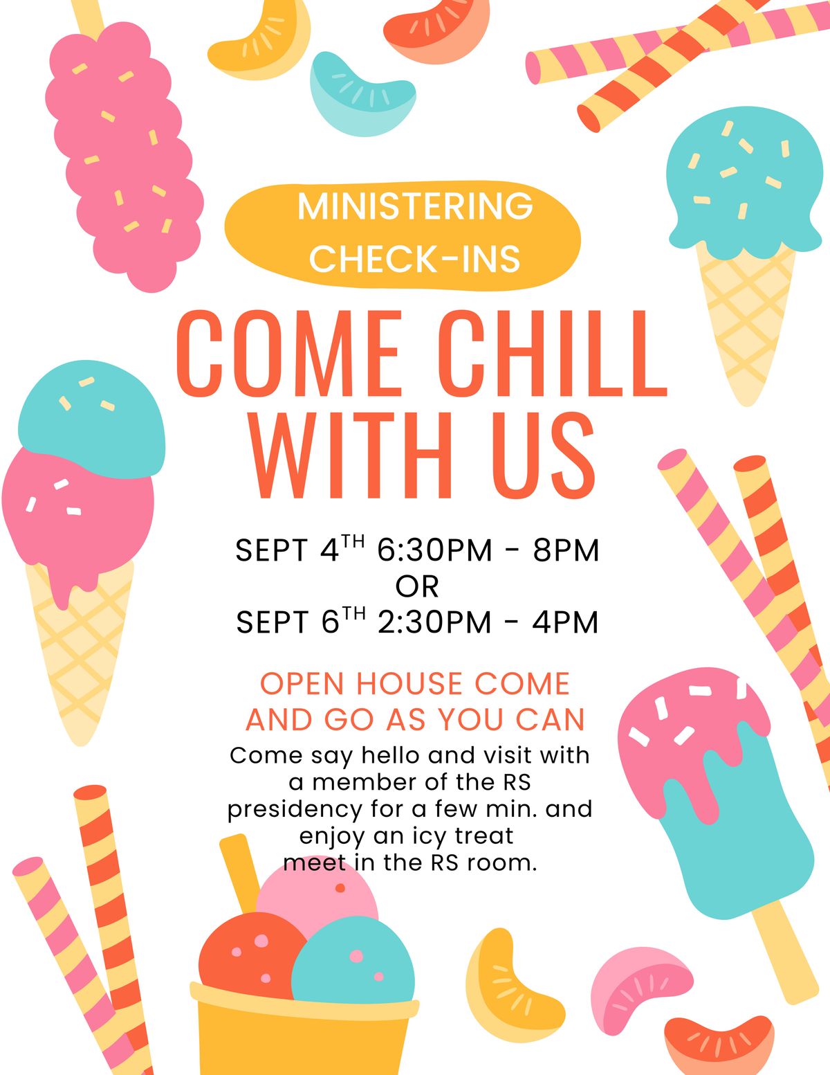 13th Ward RS “Chill Out” Ministering Check-Ins, 4 September | Event in St George | AllEvents