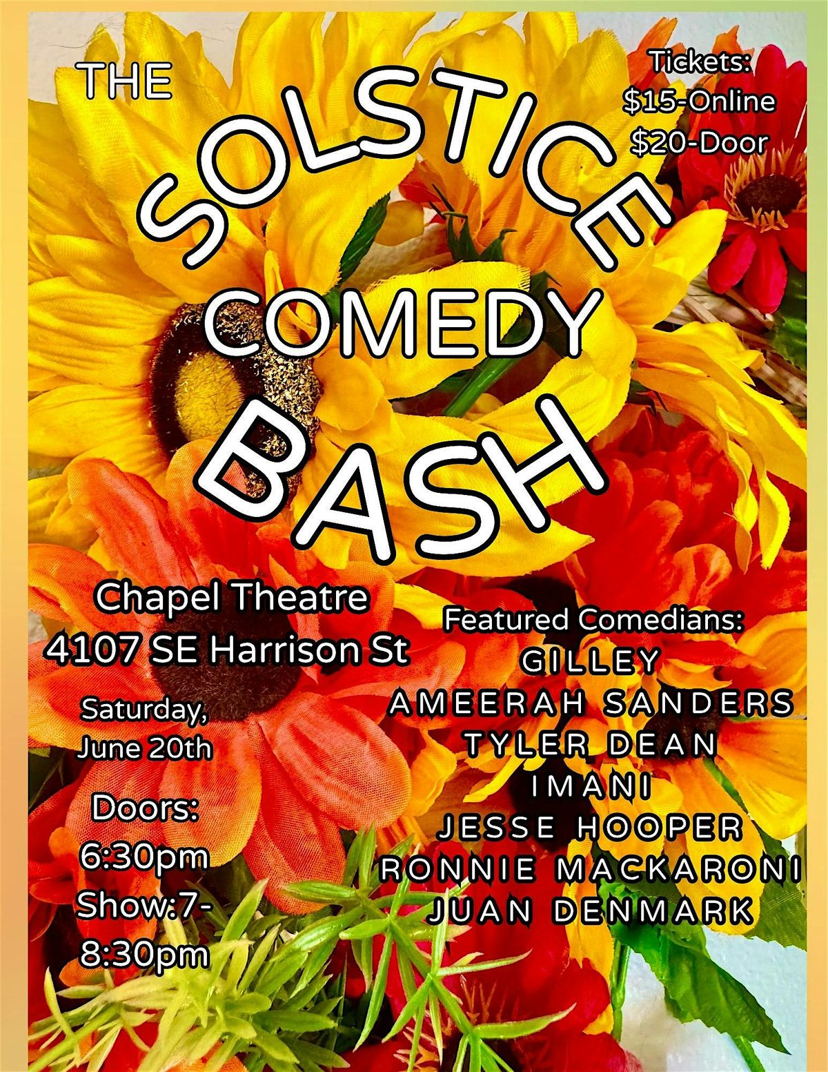 The Solstice Comedy Bash, Chapel Theater, Milwaukie, 20 June 2026 ...