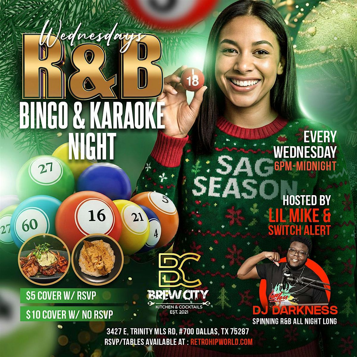 WEDNESDAY R&B BINGO + KARAOKE NIGHT  @ Brew City, 17 December | Event in Dallas | AllEvents