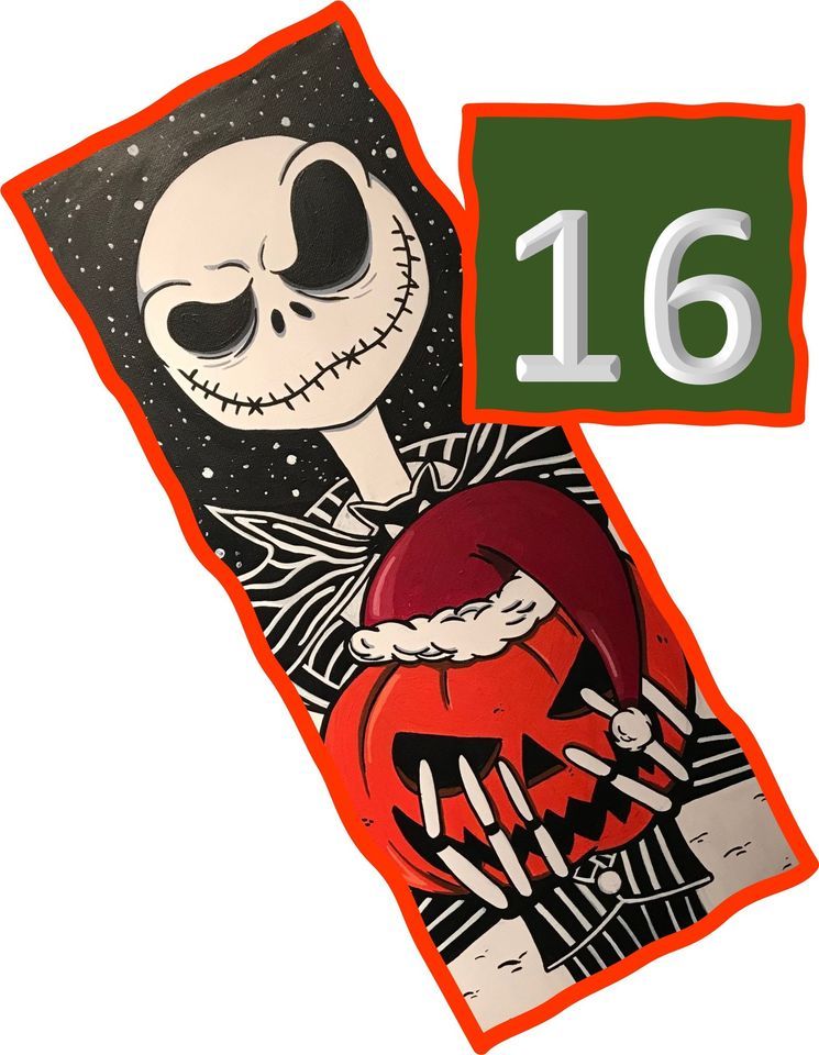 Paint and Sip! Jack skeleton on long wood panel., Parties on Purpose