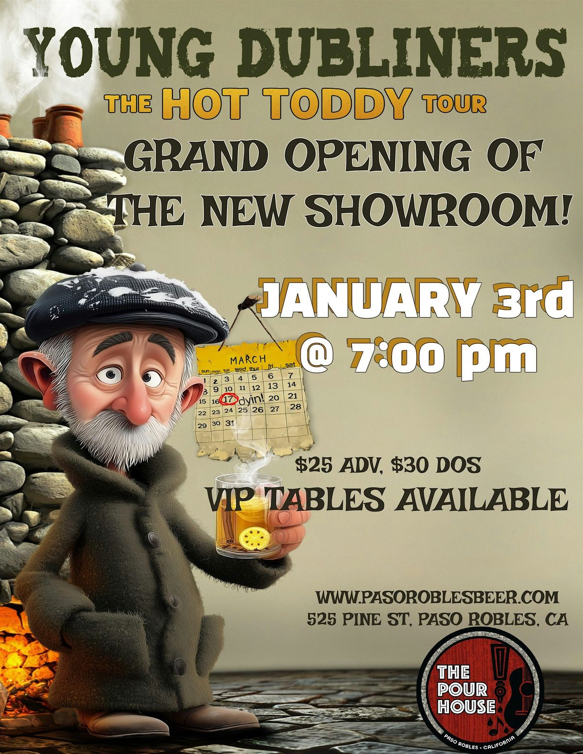 YOUNG DUBLINERS Kick Off the Grand Opening of the New Pour House Showroom!, 3 January | Event in Paso Robles