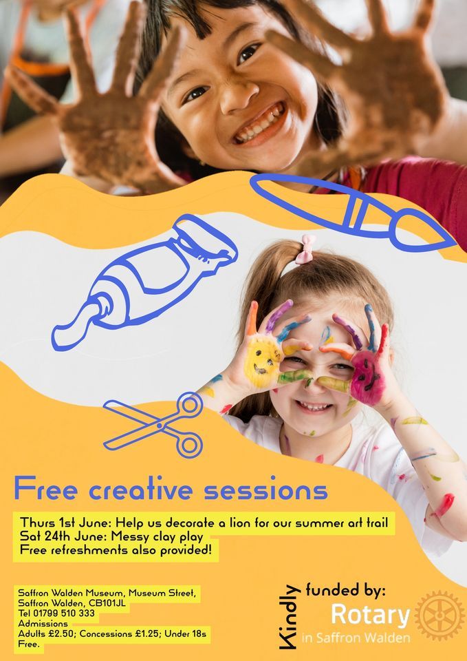 Free creative kids activity Messy Clay Play! , Saffron Walden Museum