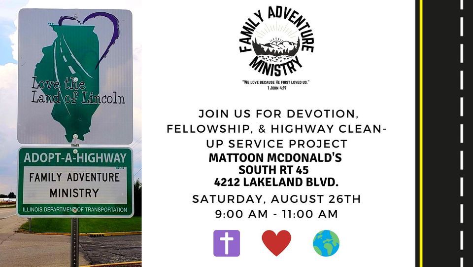 Family Adventure Ministry Highway Cleanup, McDonald's (Mattoon, IL