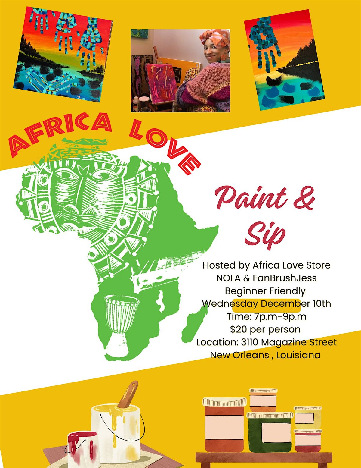 AFRICA LOVE NOLA PAINT & SIP !, 10 December | Event in New Orleans | AllEvents