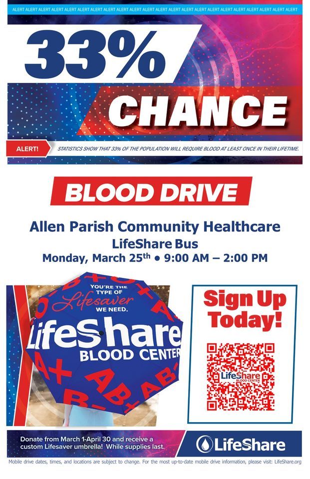 Blood Drive , 108 Sixth Avenue, Kinder, LA, United States, Louisiana