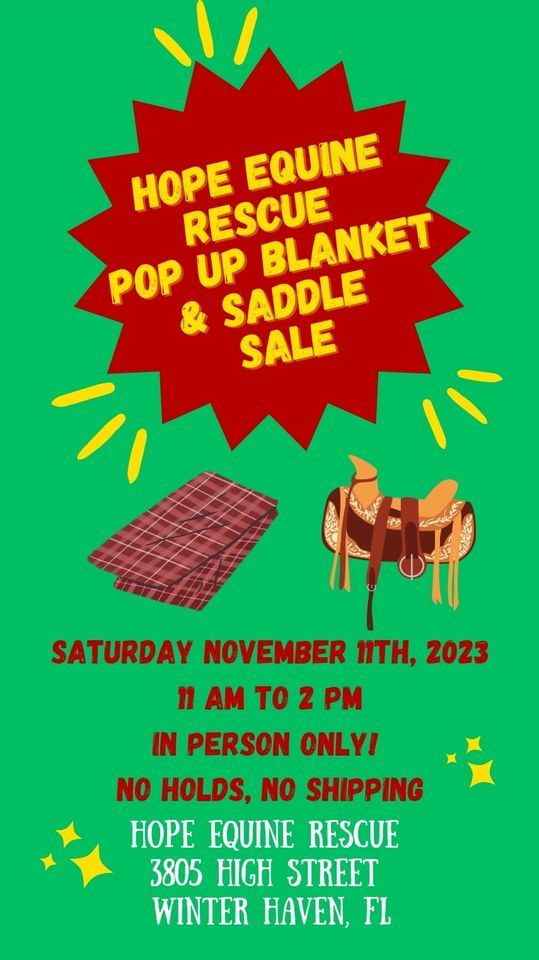 Winter Blanket & Saddle Pop Up Sale, Hope Equine Rescue, Inc, Winter