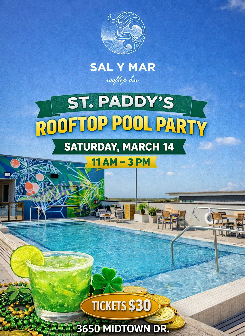 St. Paddys Rooftop Pool Party at Sal Y Mar, 3650 Midtown Dr, Tampa, 14 ...