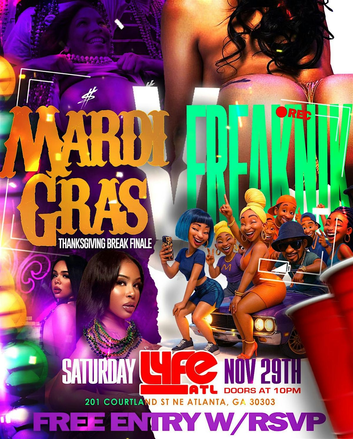 MardiGras Vs Freaknik Saturday At LyfeATL (Free Entry & Drinks), 29 November | Event in Atlanta | AllEvents