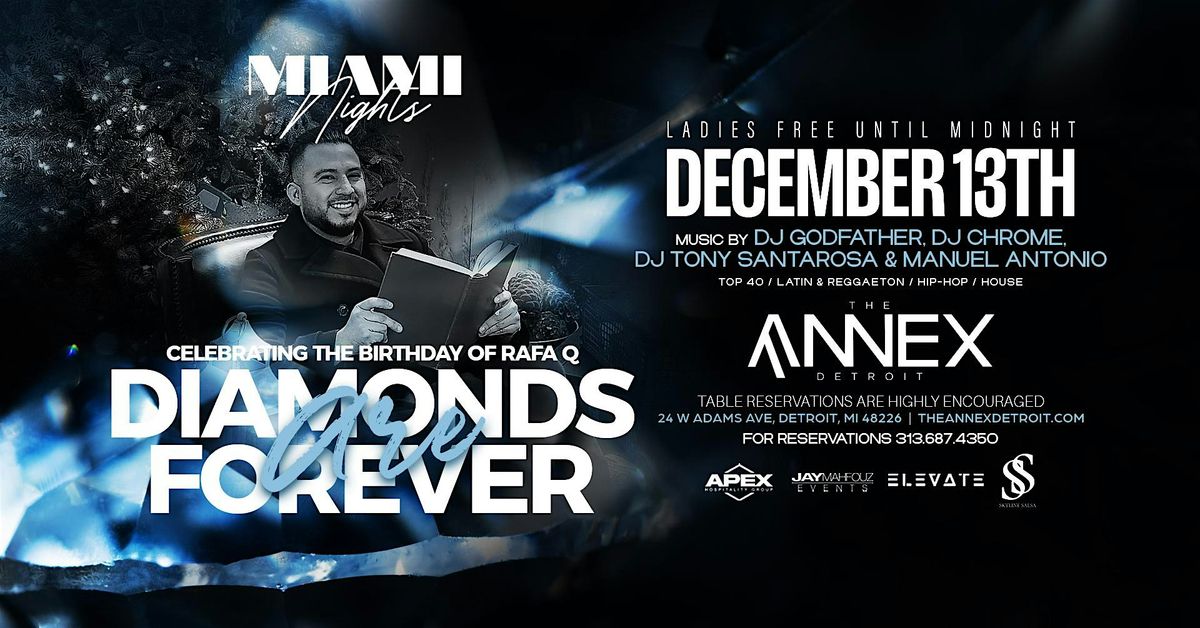 Miami Nights Presents Diamonds are Forever on December 13 at The Annex, 13 December | Event in Detroit | AllEvents