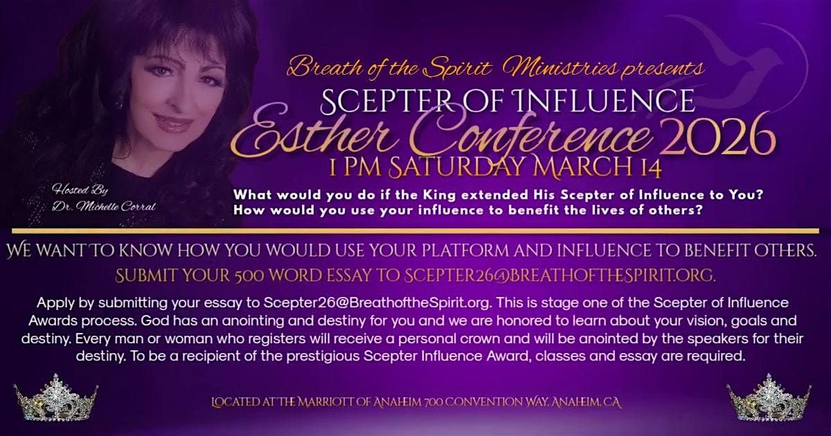 Scepter of Influence Esther Conference 2026, 14 March | Event in Anaheim | AllEvents