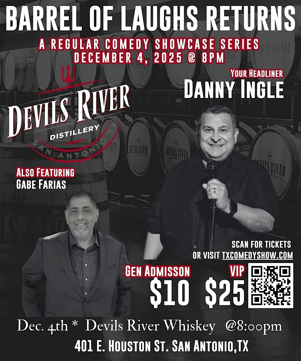 Barrel of Laughs at Devils River Whiskey Featuring Danny Ingle, 4 December | Event in San Antonio | AllEvents