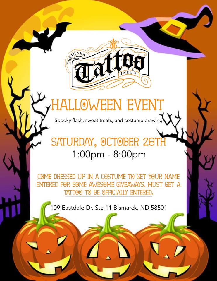 Halloween Flash and Costume Event, Designer Tattoo Inked, Bismarck