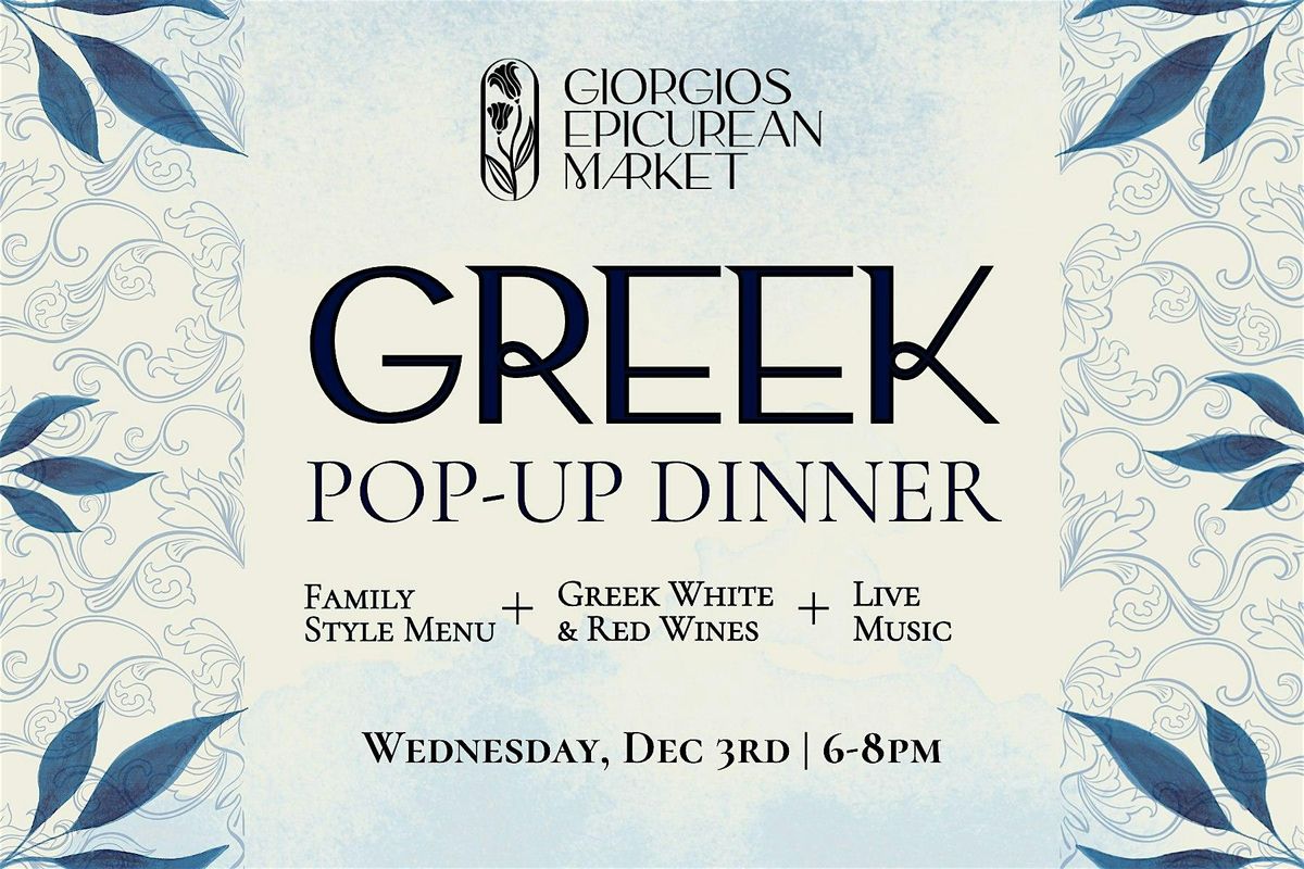 GREEK Pop-Up Dinner @GEM, 3 December | Event in Raleigh | AllEvents
